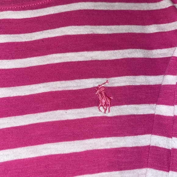 Pink & White Stripe Size Small Ralph Lauren Sport Long Sleeve Shirt - Picture 2 of 3
